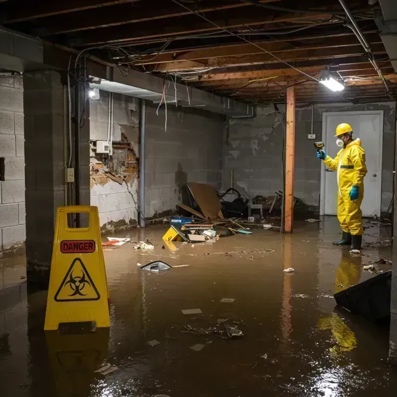 Flooded Basement Electrical Hazard in Du Quoin, IL Property